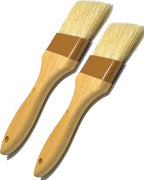 Pastry Brush,Basting Brush 2 in-Natural Boar Bristle Basting Brush for Cooking,Food Grade Brushes for Baking,Heat Resistant to Spread Oil,Sauce,Butter,Flour,Egg Wash Marinades for BBQ Barbecue(2 pc)