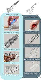 11.5-inch Stainless Steel Tongs for Cooking – Versatile Metal Spatula Tongs for Flipping, Picking Up, Cutting, and Stir-Frying Meats and Other Foods. Kitchen Tongs Durable and Multifunctional(White)