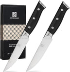 Steak Knife,4.5inch Steak Knives Set of 2,High-Carbon Stainless Steel Knife Set,Serrated Blade Sharp Knives,Dishwasher Safe,Ergonomic Black Handel,Full Tang Design With Excellent Gift