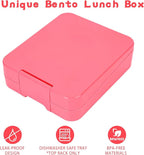 Bento Lunch Box Set for Kids with 10oz Soup Thermo, Leak-Proof Lunch Containers with 4 Compartment, Kids Thermo Hot Food Jar and Insulated Lunch Bag for Kid to School,BPA-Free(Pink)