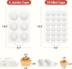 CAKETIME Silicone Muffin Pans for Baking, Metal Reinforced Frame Jumbo 6 Cups & Mini 24 Cups Cupcake Pan Nonstick Muffin Pan for Homemade Baking Easy to Handle