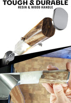 Dalstrong Chef Knife - 8 inch - Valhalla Series - 9CR18MOV HC Steel Kitchen Knife - White Resin & Wood Handle - Razor Sharp Chef's Knife - Kitchen Knife - Professional Cooking - Leather Sheath