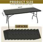 10 Pack Stretch Fabric Table Top Cap Cover, fits 8' Tables, Spandex Table Covers Washable Elastic Rectangle Tablecloth Protector for Indoor Outdoor Party Picnic Wedding, Gray, 30" W x 96" L