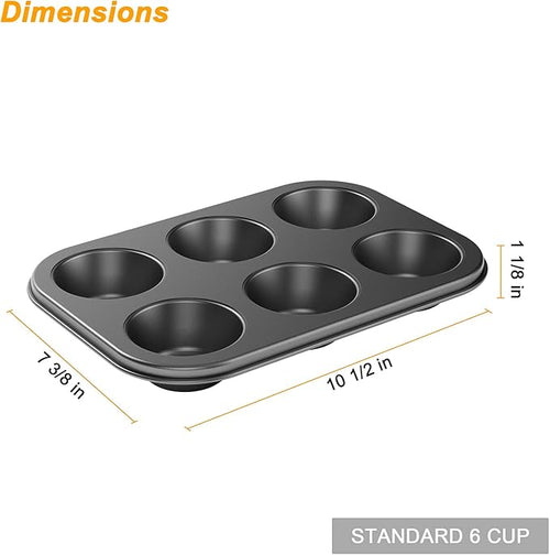 3 Pack Nonstick Muffin Pan, Carbon Steel Cupcake Pan, Easy to Clean and Perfect for Making Muffins or Cupcakes, 6 Cup Standard