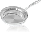 SUNHOUSE – 9.5 Inch / 24 cm Stainless Steel Frying Pan, Tri-Ply Stainless Steel Construction, PFOA-FREE, Stay-Cool Handle, Induction Compatible with All Cooktops, Dishwasher Safe