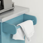 HOMCOM Rolling Kitchen Island Cart with Wheels, Portable Island Table for Kitchen with Stainless Steel Top, Adjustable Shelves, 2 Drawers, Spice, Knife and Towel Rack, Teal Blue
