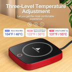 Coffee Mug Warmer Waterproof Smart Cup Warmer with 3 Temperature Setting for Warming & Heating Coffee, Beverage, Milk, Tea and Hot Chocolate (Red)