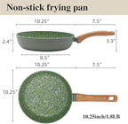 10.25 Inch Nonstick Frying Pan Skillet, 4mm Thick Aluminum Cookware with PFOA-Free Non-Toxic Coating, Induction Compatible, Dishwasher Safe, Bakelite Handle for Eggs & Pancakes, Green