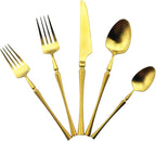 Gugrida Unique & Beautiful Flatware Set - 20 Piece Iridescent Silverware Sets | 18/10 Stainless Steel Reusable Cutlery Set | Gold Utensils Service For 4 with Dessert Fork, Knife, Spoon, Dinner Fork