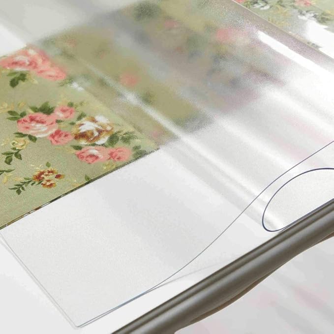 NECAUX Custom Multisize 1.5mm Thick Frosted PVC Table Cover Protector - 48 x 96 Inch Kitchen Wood Grain Vinyl Table Cover Rectangular Table Pad for 8 Foot Dining Room Table/Meeting Table