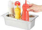 Restaurantware Squeeze Bottle Template Pack of 1 Stainless Steel 7 Hole Holder Top, 2.5" and 2.93" Diameter Fits 1/3 Size Food Pans, Dishwasher Friendly Integrated Lip Design Holder Top