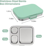 Stainless Steel Bento Lunch Box for Kids | 3-Compartment Lunch Box Container Kids | 100% Leakproof, Eco-Friendly, Perfect Portion Control for Kids&Adult Healthy Meals (Green)
