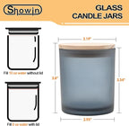 10 OZ Thick Candle Jars for Making Candles 15 Pcs, Empty Jars with Wood Lids for Candle Making, Sample Container, Frosted Grey