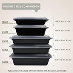 Klex 32 Oz, 150 Sets 2 Compartment Meal Prep Containers with Airtight Lids, BPA Free, Reusable Plastic Food Container, 32 oz, Rectangular, Black/Clear, 150 Sets