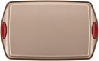 Rachael Ray Cucina Nonstick Bakeware Set Baking Cookie Sheets Cake Muffin Bread Pan, 10 Piece, Latte Brown with Cranberry Red Grips