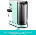 CASABREWS CM5418 Espresso Machine 20 Bar, Cappuccino Machine with Milk Frother Steam Wand, Stainless Steel Espresso Maker for Home, Espresso Coffee Machine with 34oz Removable Water Tank, Pastel Green