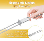 Metal Skewers for Kabobs - 17" 10 Pack Kabob Skewers with Push Bar Double Pronged Anti-Roll Flat BBQ Skewer for Grilling Stainless Steel Reusable Kebab Skewer for Meat Shrimp Chicken Veggie