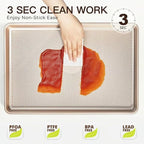 Nonstick Baking Sheet Pan Set of 3, Heavy Duty Cookie Sheets for Oven, 0.6mm Thick Quarter Size & Half Size & Jelly Roll Pan, Rustproof & Easy Clean with Textured Surface(Pink)