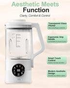 Nut Milk Maker Machine – 40oz Glass Almond, Soy & Oat Milk Maker with Juice Maker – No Soaking Required, Self-Cleaning, Delay Timer, Ultra-Smooth & High Yield (White, 40oz)