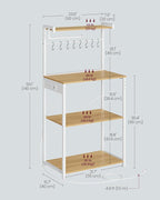 VASAGLE Kitchen Bakers Rack with Power Outlet, Coffee Bar 4-Tier with 8 S Hooks, Microwave Stand, Adjustable Shelf, for Small Spaces, Golden Oak and Cloud White UKKS014Y01V1