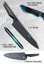 Dalstrong Chef Knife - 8 inch - BATMAN™ Shadow Black Edition - High Carbon 7Cr17MoV Steel - Black Titanium Kitchen Knife - Collection Item - G10 Handle - Chef's Knife Cooking - Sheath