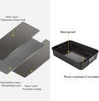 CYEAH 2 Pack Lasagna Pan Deep Baking Pan for Oven, 13.7 in & 16 inch Baking Dishes for Oven, Roasting Pan Brownie Pan with Handles, Nonstick Rectangle Cake Pans Sets for Baking Cooking, Black