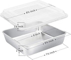 8 x 8-Inch Square Baking Pan with Lid, E-far Stainless Steel Square Cake Brownie Pan, Fit for Toaster Oven, Non-toxic & Healthy, Easy Storage & Dishwasher Safe - 2 Pieces(1 Pan + 1 Lid)