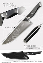 Dalstrong 8 inch Chef Knife- Game of Thrones™ Knife - House Stark™ Edition - German P remium Steel - Professional G10 Handle -Collection Item Toughbuilt Knife- w/Sheath