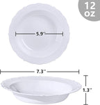 DaYammi 100 Pack Plastic Bowls, 12oz Disposable Soup Bowls, Heavy Duty Dinner Bowls for Weddings, Parties, Dinners, Catering and Everyday Use
