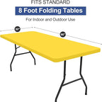 homing Rectangle Table Cloth Cover, Waterproof Polyester Elastic Fitted Tablecloth, Fits for 8 Foot Folding Tables, Washable Table Protector for Picnic, Camping, Outdoor (Yellow, 30" x 96")