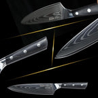 Damascus Chef Knife 8 Inch, Professional Chefs Knife With Japanese Aus-10 High Carbon Stainless Steel, Japanese Chef Knife With Black Pakkawood Handle, Chef's Kitchen Cutting Knife