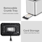 SEEDEEM Toaster 2 Slice, Touch Control Screen, Smart Stainless Toaster, 6 Shade Setting, 6 Bread Selection, Countdown, Removable Crumb Tray, 900W, Silver Metallic