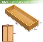 Bamboo Drawer Silverware Organizer, Silverware Tray, Flatware Organizer, Bamboo Storage Box Suitable for Office, Bathroom and other objects storage (9.85"x3.55"x1.78"- Set of 2)
