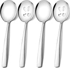 Extra Large Serving Spoons Set 11.7-Inch Serving Slotted Spoon x 2 Serving Spoon x 2, 18/8 Stainless Steel Big Serving Utensil for Buffet, Parties, Catering - Dishwasher Safe(4-Pack, Silver)