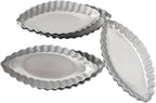 10PCS Egg Tart Pan Boat Shape, Aluminum Small Fluted Oval Tart Mold, Boat Molder for Baking Wavy Tartlet, Fruit Tats, Quiches - Silver