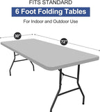 homing Rectangle Table Cloth Cover, Waterproof Polyester Elastic Fitted Tablecloth, Fits for 6 Foot Folding Tables, Washable Table Protector for Picnic, Camping, Outdoor (Light Grey, 30" x 72")