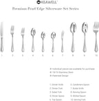 KEAWELL Pearl Edge 4-Piece Premium Spoon Set, 18/10 Stainless Steel, Fine Silverware Spoons with Refined Bead Design, Brightly Polished, Dishwasher Safe (Silver, 6.4" Teaspoons)