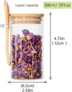 Glass Jar with Bamboo Lid and Spoon, 8Pack 10 OZ Tea Containers for Loose Leaf Tea, Salt and Sugar Containers for Countertop, Yogurt Jars for Overnight Oatmeal