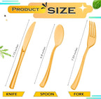 Minatee 150 Pieces Disposable Cutlery Set Plastic Silverware Heavy Duty Utensil Sets 50 Forks 50 Knives 50 Spoons for Home Office School Party Picnics Restaurant Outdoor Events(Orange)