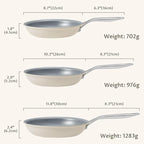 Ceramic Frying Pans Set, 3-Pieces Fry Pan (8", 9.5", 11") with Tri Ply Nonstick Coating, Induction Skillet Set with Handles, Healthy Fast Heating Cookware, Oven Safe, Suitable for All Stove