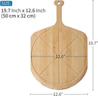 12.6” Bamboo Pizza Peel - Lightweight Smooth Wooden Pizza Paddle and Pizza Cutting Board with 8 Slice Grooves, Outdoor Pizza Oven Accessories, 19.7 Inch x 12.6 Inch