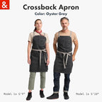 hedley & bennett Crossback Apron - Crossback Chef Apron with Pockets - 100% Cotton Denim, 8oz - Oyster Grey