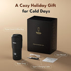 Tastee Heated Coffee Mug – 12oz Portable Travel Mug with 1℉ Precise Temperature Control, 8-Hour Heat Retention, 30W Fast Charging, Leak-Proof, Wide Mouth, Gift-Ready for Office, Home & Outdoor(Black)