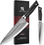 10C Pro Kitchen Knife Set 2pc,8" Chef Knife & 5.5" Utility Knife,VG10 High Carbon Stainless Steel,6-Star Sharp Standard,G10 Black Handle,Love's Gift Box