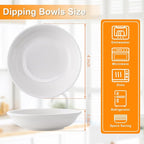 6 Pack Dip Bowls, 3 OZ Ceramic Soy Sauce Dish, White Dipping Sauce Bowls Small Dishes Serving for Tomato Sauce, Soy, BBQ Party Supplies