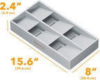 SpaceAid Bamboo Silverware Drawer Organizer with Labels, Kitchen Utensil Tray Holder Organizer for Flatware, Cutlery, Spoon and Knives Drawer Storage Organization (Gray, 6 Slots)