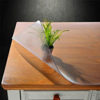 NECAUX Custom 39.4 x 78.7 Inch Frosted Table Cover Protector, 1.5mm Thick Wood Grain Transparent Table Pad Non-Slip Tablecloth Plastic Protective Pad for Dining Room Table, Conference Table