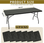 6 Pack Stretch Fabric Table Top Cap Cover, fits 8' Tables, Spandex Table Covers Washable Elastic Universal Rectangle Tablecloth Protector for Indoor Outdoor Party Picnic Wedding, Gray, 30" W x 96" L