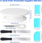 124 PCS Cake Decorating Kit with Cake Stand Turntable, Piping Bags and Tips Set, 100+1 Piping Bags, 12 Icing Piping Tips, 3 Scrapers, 2 Spatulas, Manual Egg Whisk, Baking Supplies for Cake Lovers