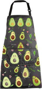 MBMSO Funny Avocado Apron Avocado Cooking Kitchen Aprons with Pockets Waterproof Apron for Chef Grilling BBQ Baking